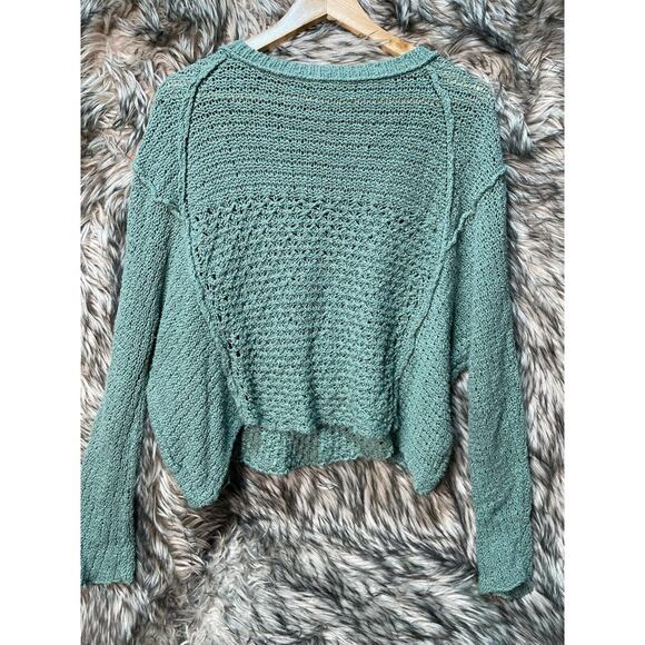 Free People Green Loose Knit Pull Over Sweater Women's Shirt Size XS - Picture 6 of 6
